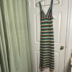 Striped Multicolor Crochet Dress